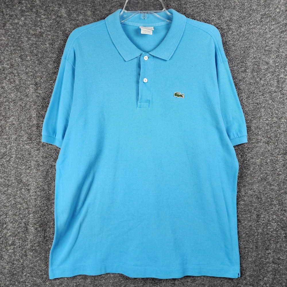 Lacoste Polo Shirt Mens 7 5191L Turquoise Blue Short Sleeve Cotton Pique EUC